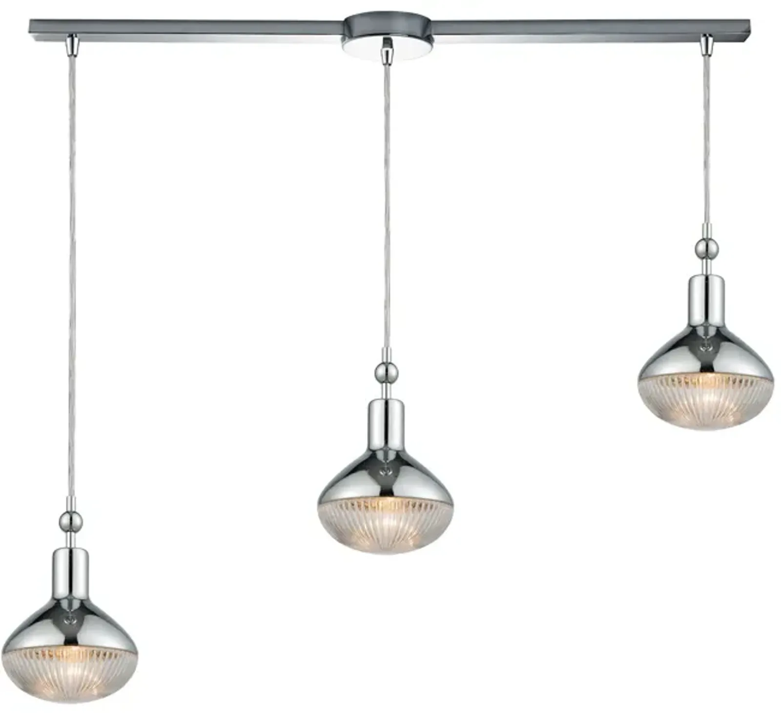 Ravette 38" Wide 3-Light Mini Pendant - Polished Chrome