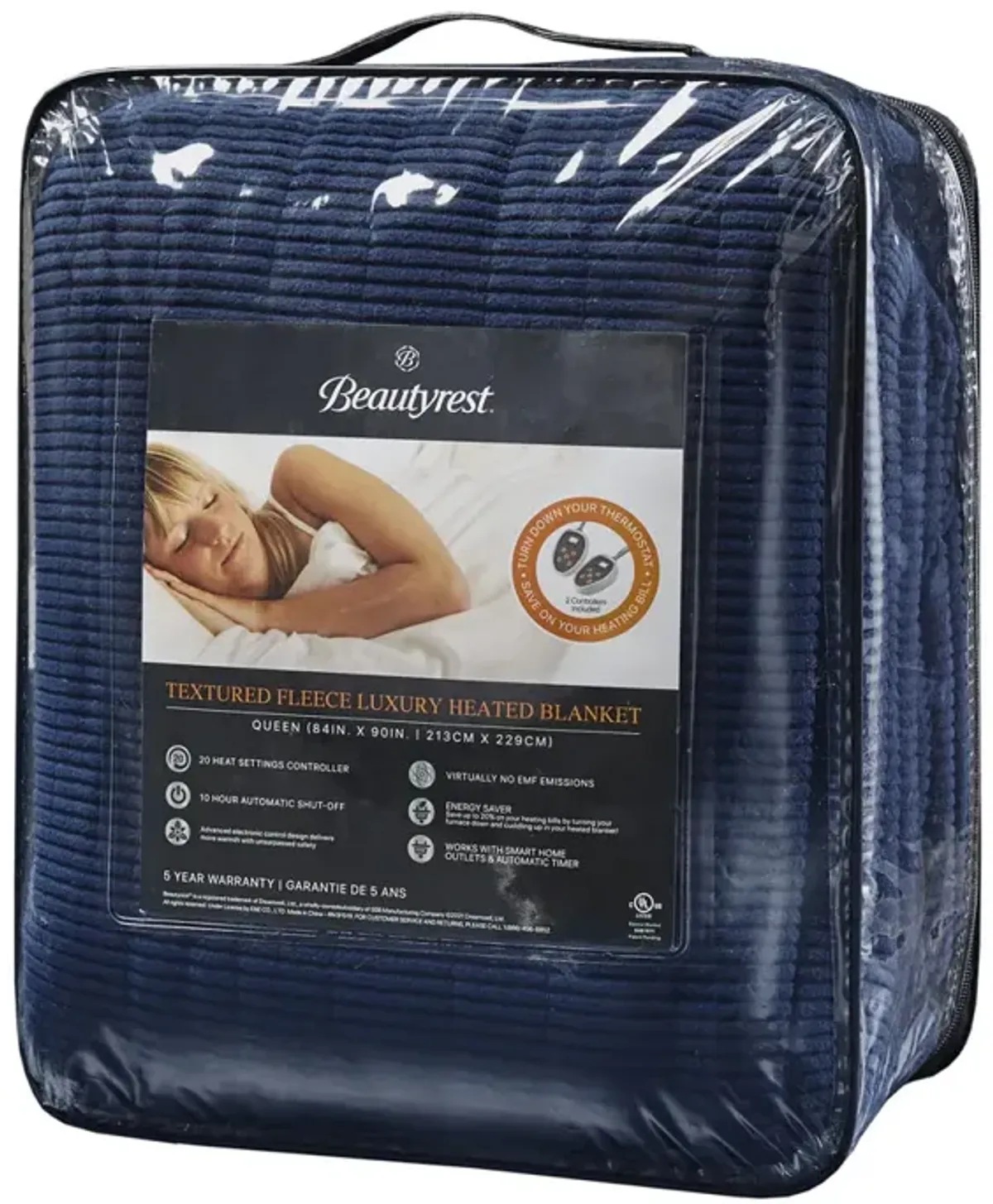 Beautyrest Electric Micro Fleece Navy Heated Blanket