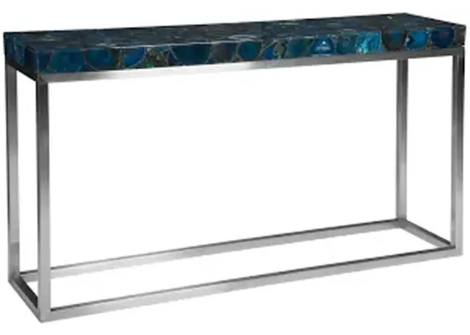 agate console table, stainless steel base