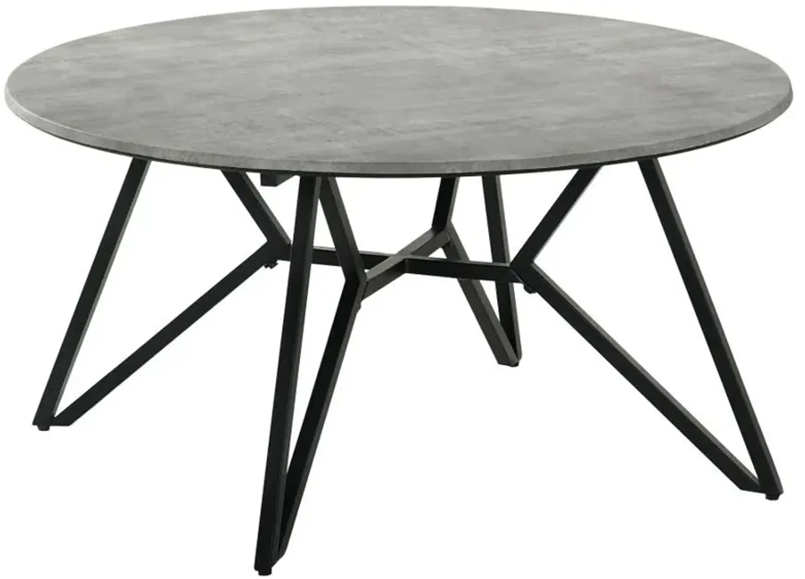 Hadi Round Coffee Table with Hairpin Legs Cement and Gunmetal