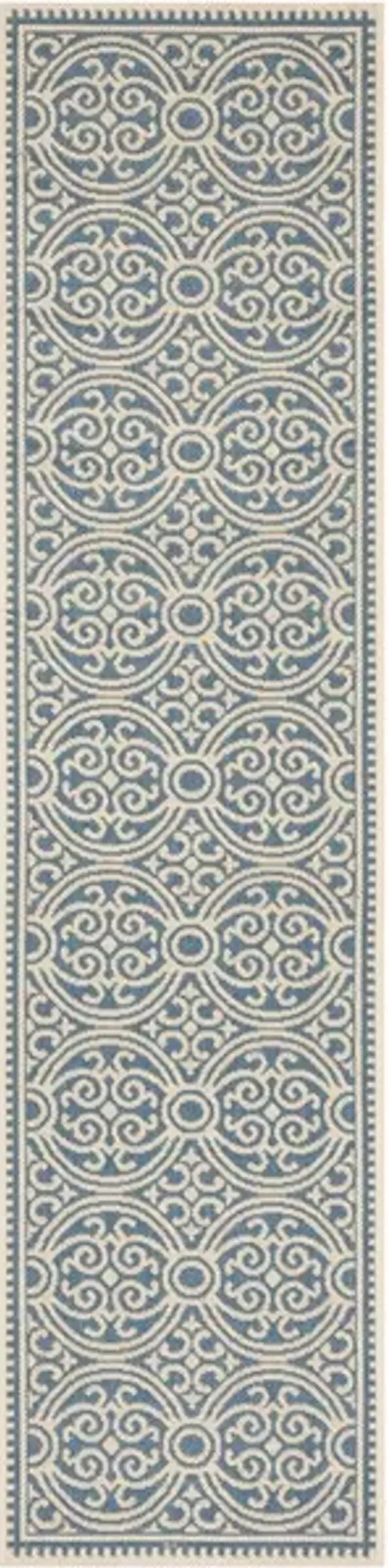 LINDEN 134 Collection LND134N-28 Cream / Blue 2'-2" X 8'
