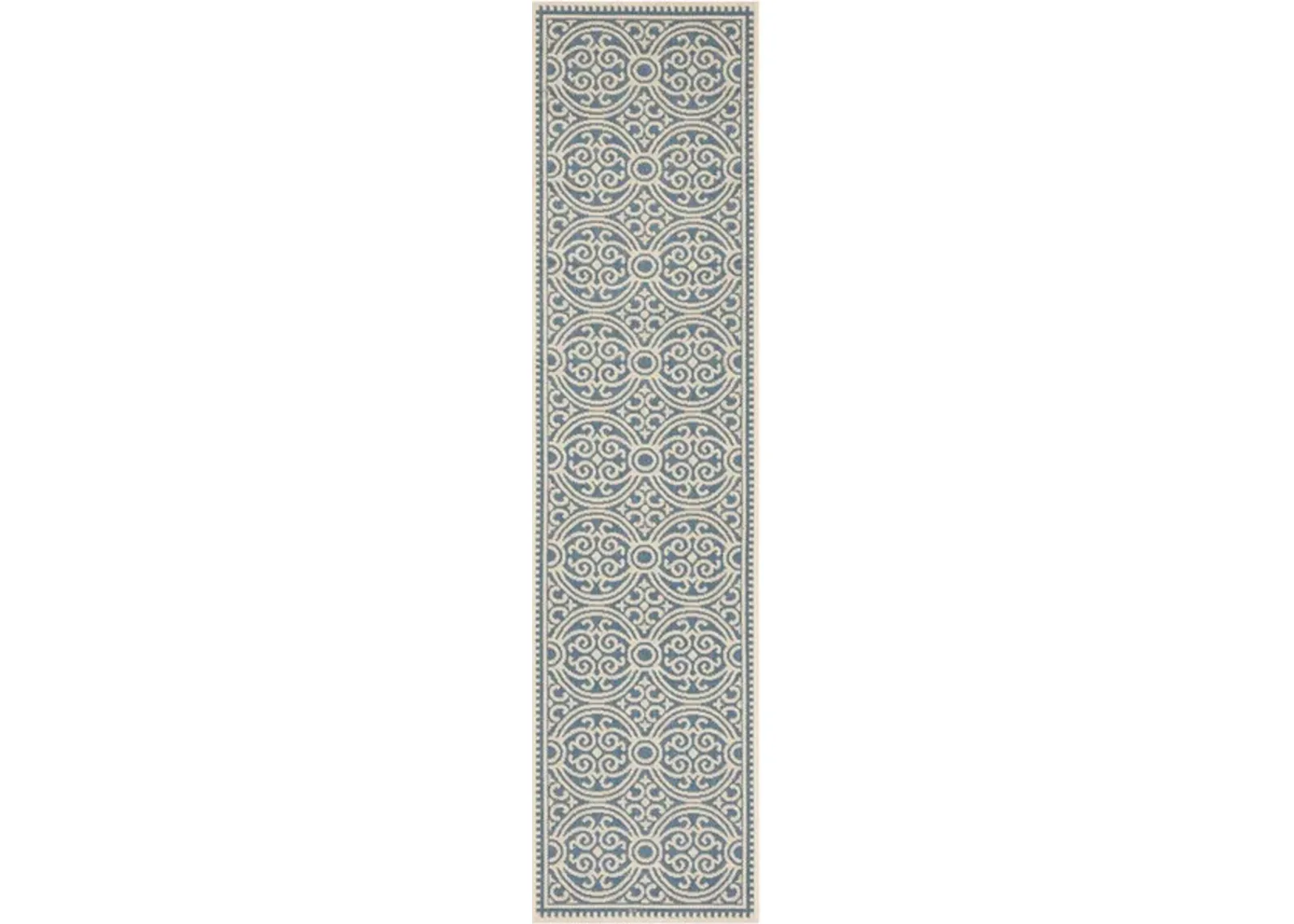 LINDEN 134 Collection LND134N-28 Cream / Blue 2'-2" X 8'