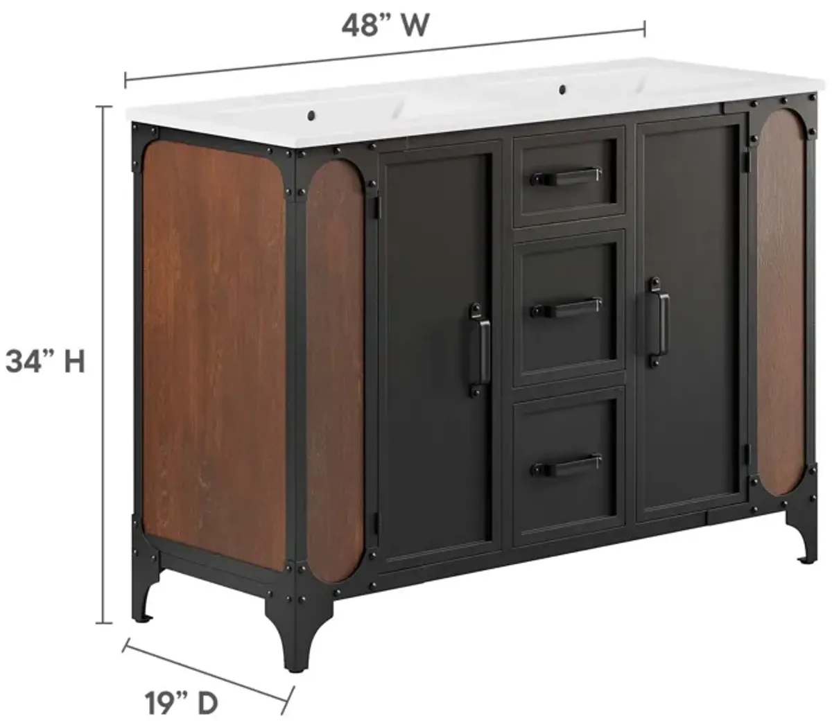 Steamforge 48" Double Sink Bathroom Vanity