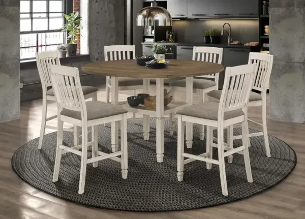 Sarasota 7-piece Counter Height Dining Set with Drop Leaf Nutmeg and Rustic Cream