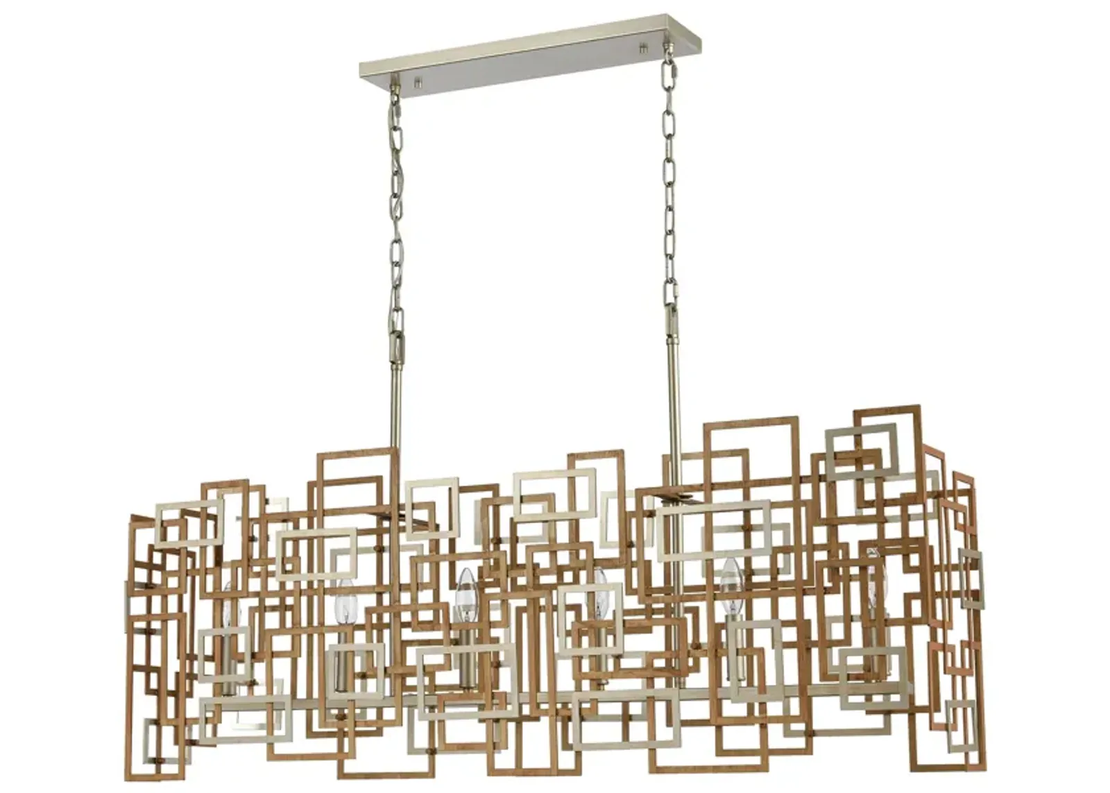 Gridlock 44" Wide 6-Light Linear Chandelier - Matte Gold