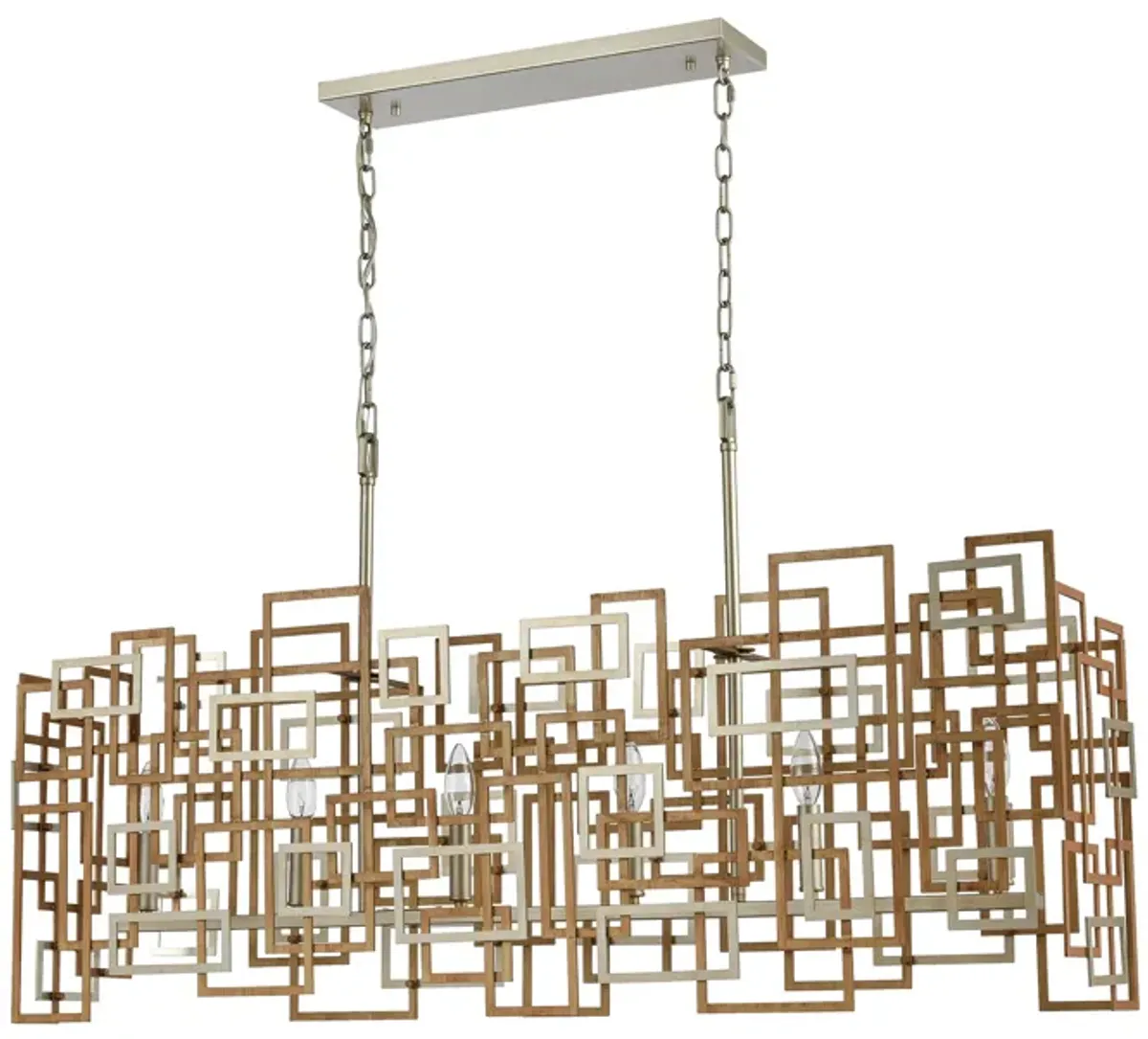 Gridlock 44" Wide 6-Light Linear Chandelier - Matte Gold