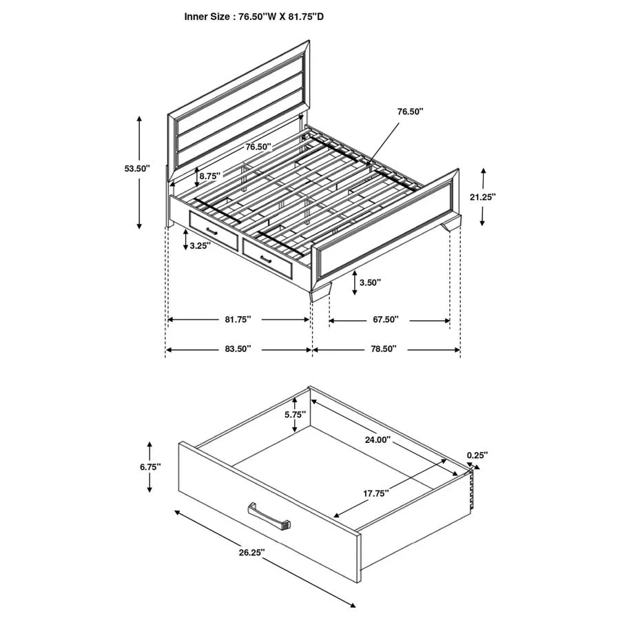 Kauffman Eastern King Storage Bed Dark Cocoa