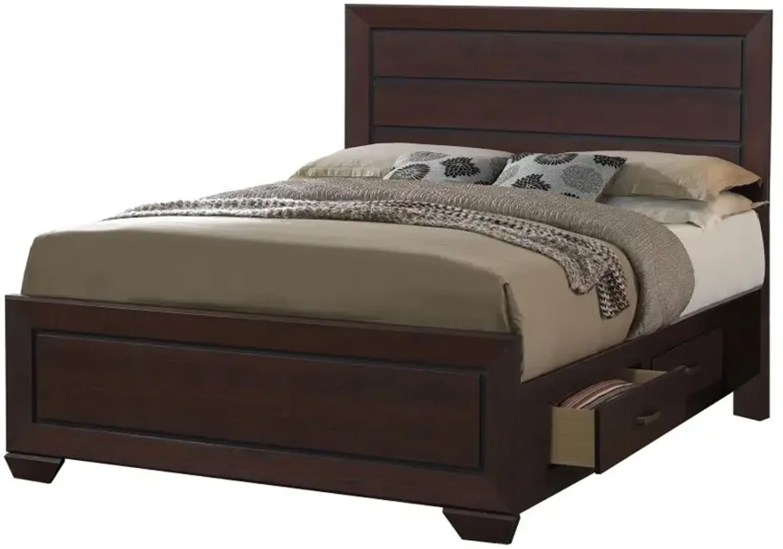 Kauffman Eastern King Storage Bed Dark Cocoa