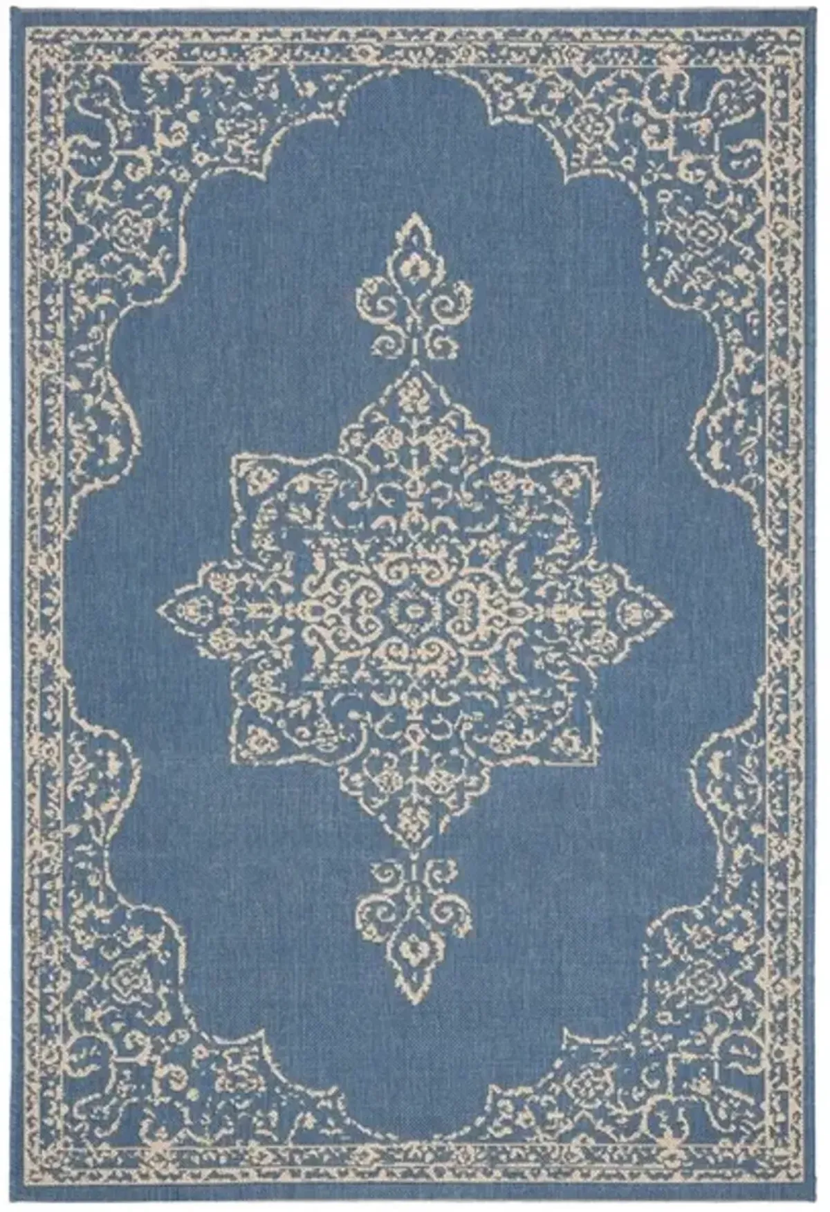 Safavieh BEACH HOUSE Collection BHS180N-5 Cream / Blue 5'-3" X 7'-6"