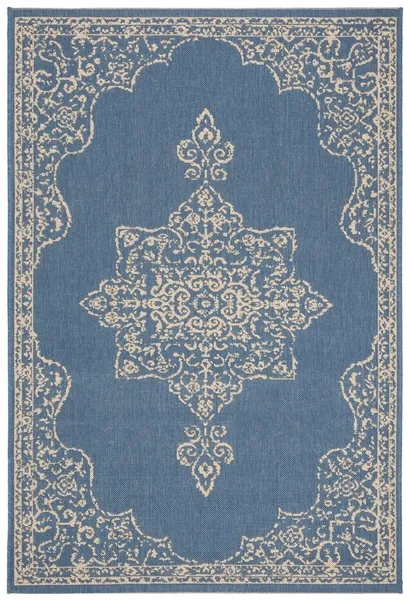 Safavieh BEACH HOUSE Collection BHS180N-5 Cream / Blue 5'-3" X 7'-6"