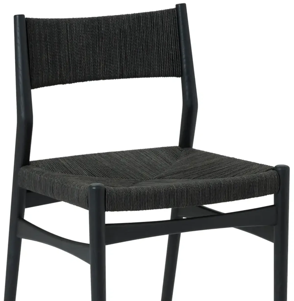 Erie Black Woven Paper Cord and Wood Dining Chairs - Set of 2