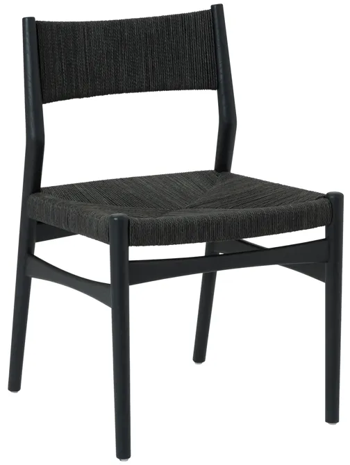 Erie Black Woven Paper Cord and Wood Dining Chairs - Set of 2