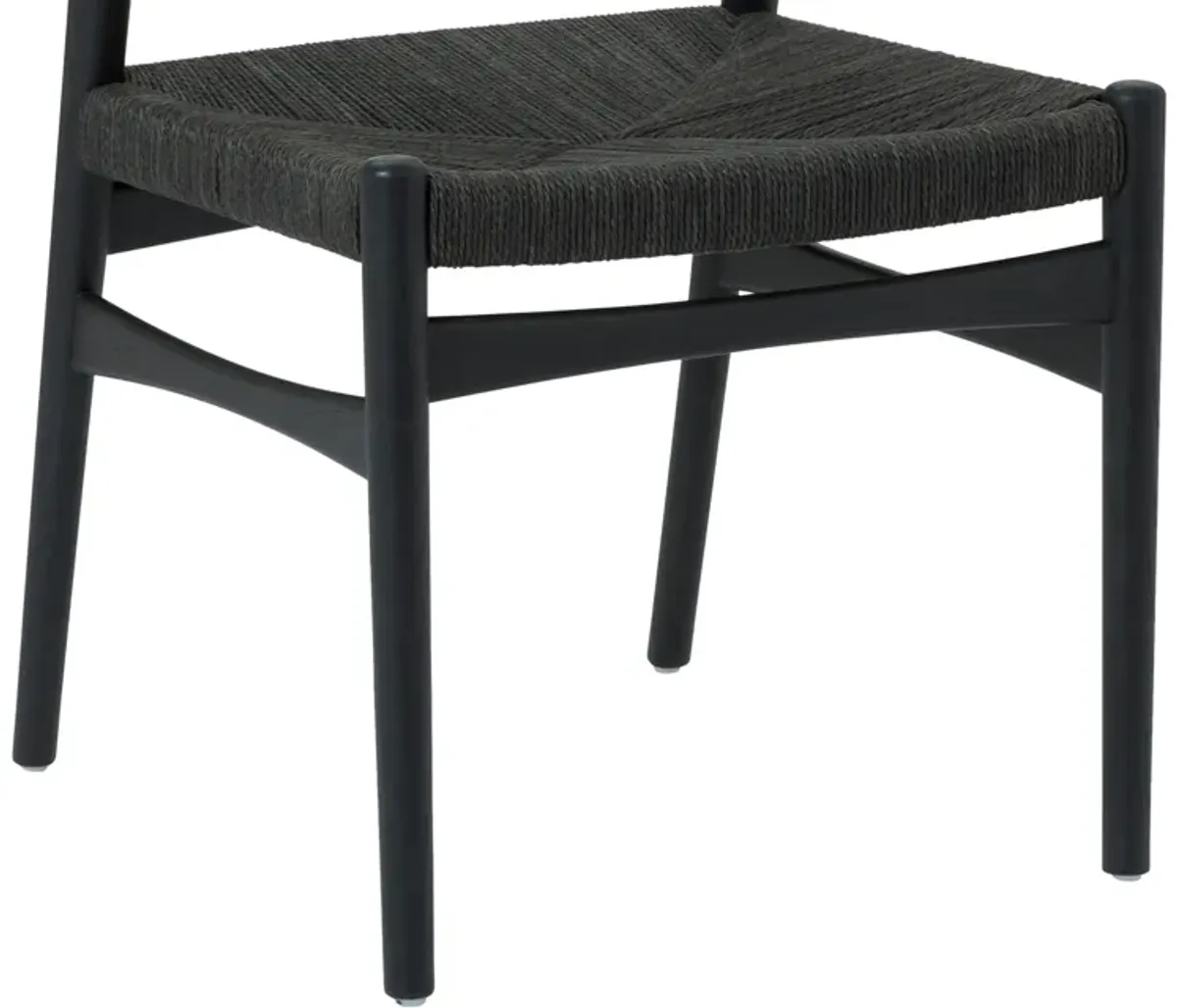 Erie Black Woven Paper Cord and Wood Dining Chairs - Set of 2