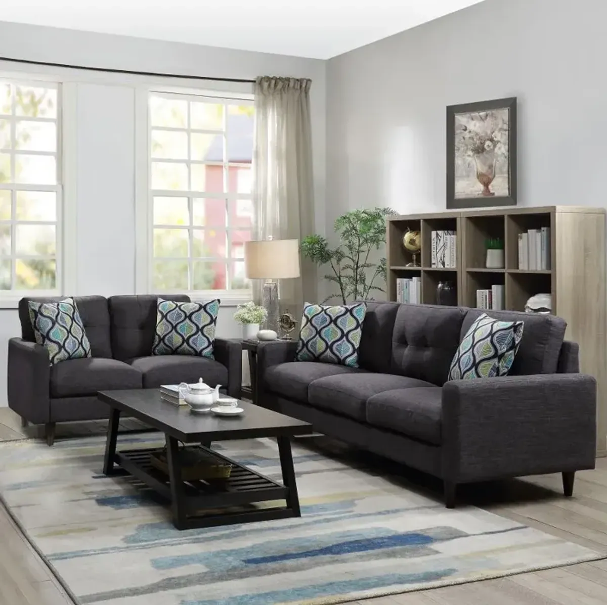 Watsonville 2-piece Cushion Back Living Room Set Grey