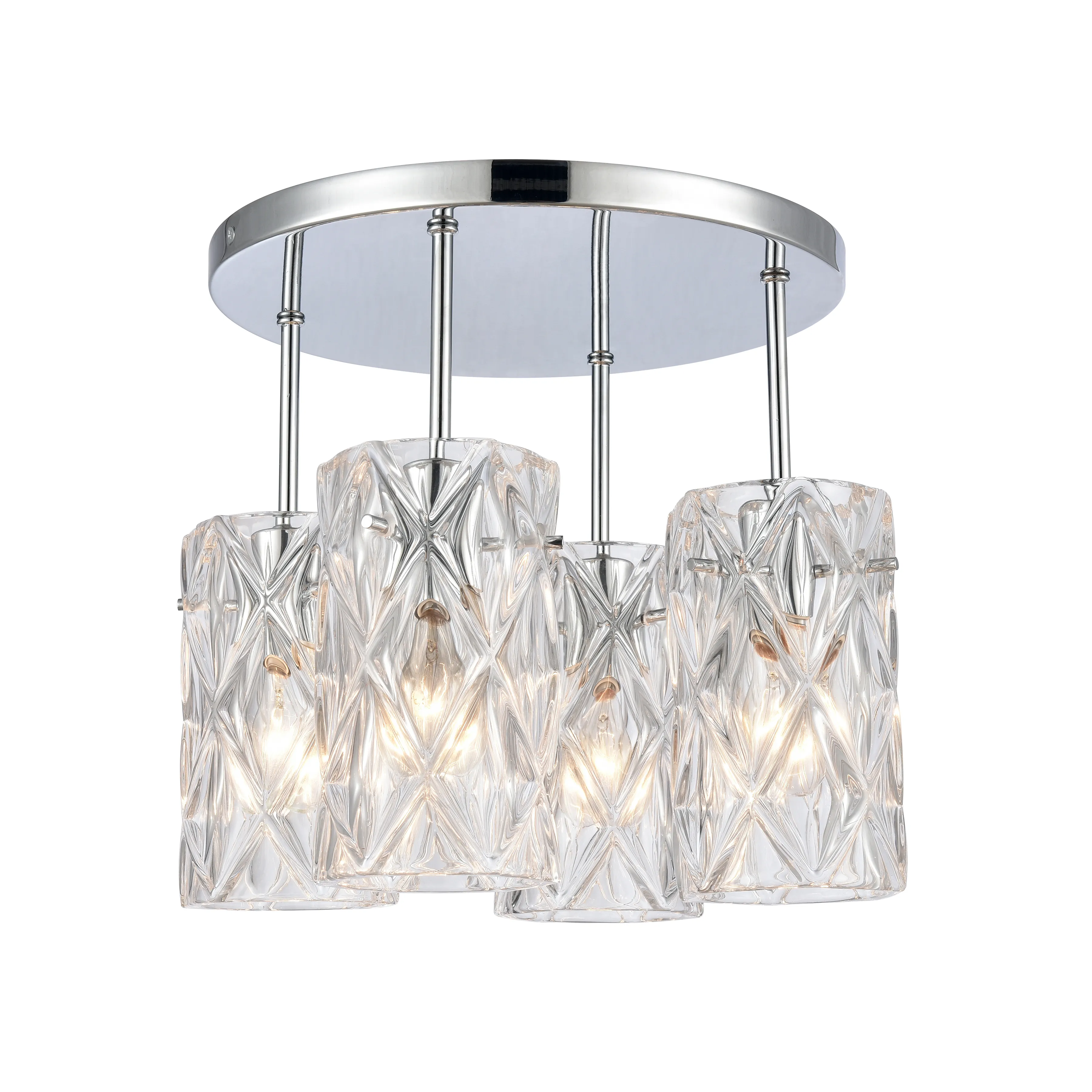 Forma de Crystal 13.75" Wide 4-Light Semi Flush Mount - Polished Chrome