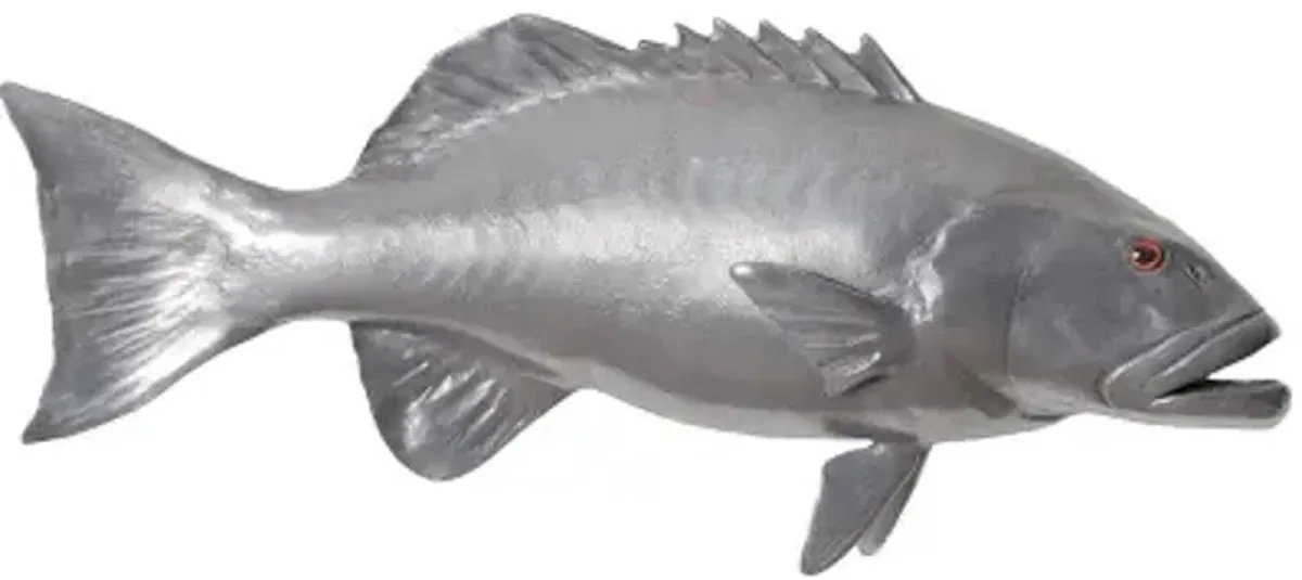 coral trout fish wall sculpture, resin, polished aluminum finish