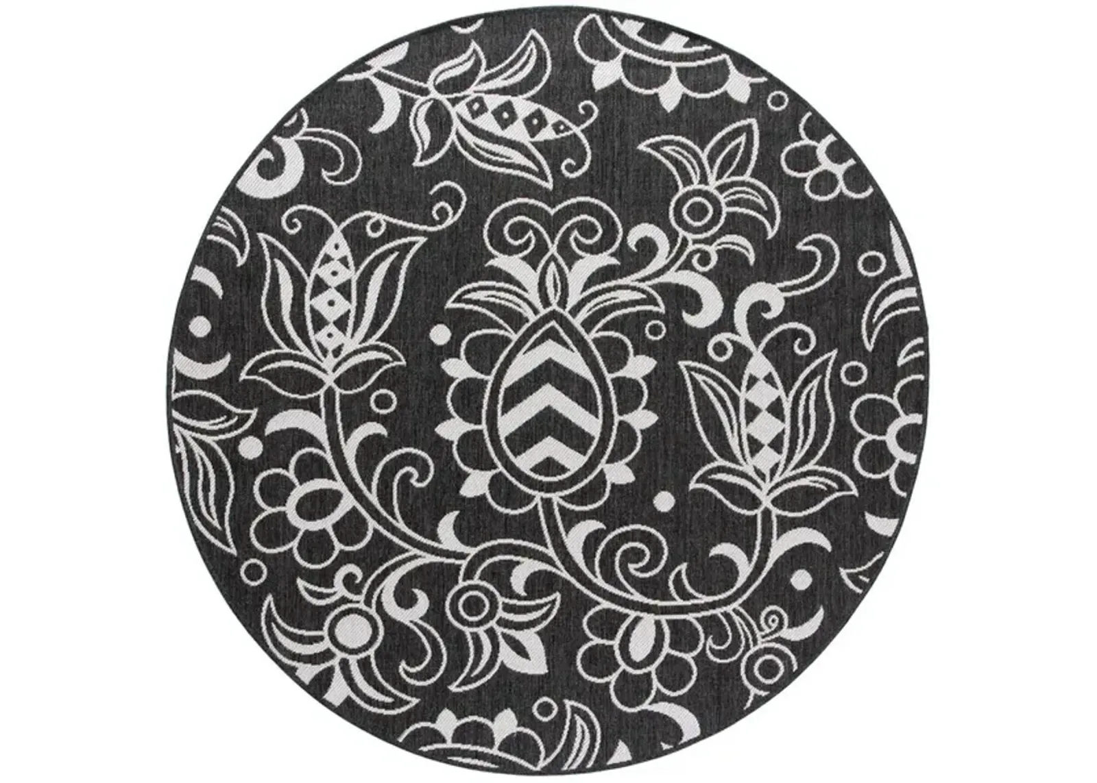 Safavieh BEACH HOUSE Collection BHS246Z-7R Black / Light Grey 6'-7" X 6'-7" Round