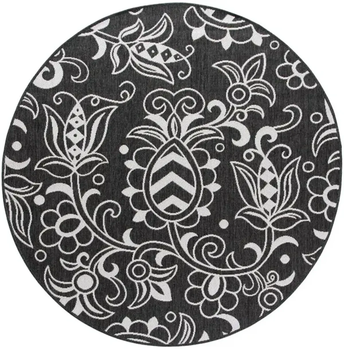 Safavieh BEACH HOUSE Collection BHS246Z-7R Black / Light Grey 6'-7" X 6'-7" Round