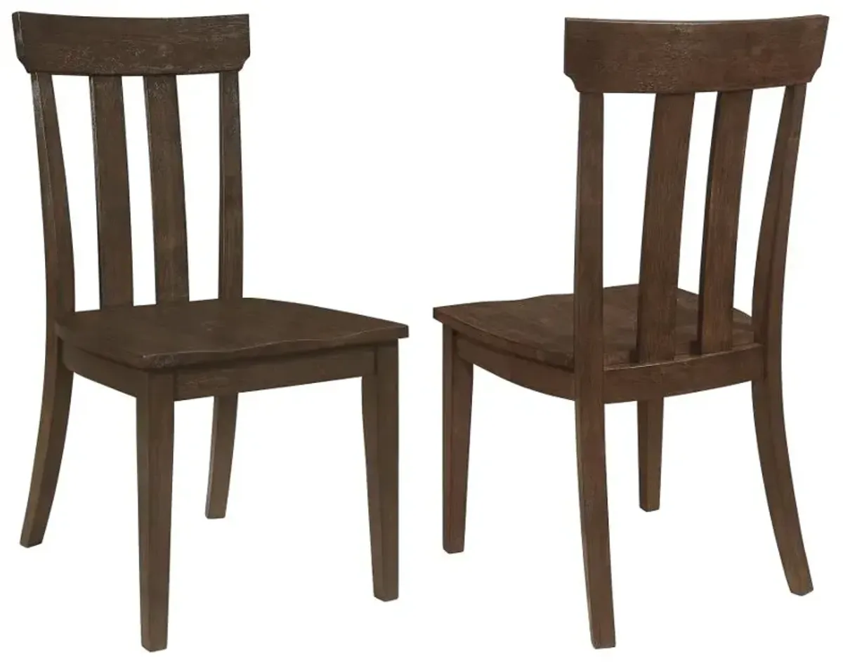 Reynolds Slat Back Dining Side Chair Brown Oak (Set of 2)