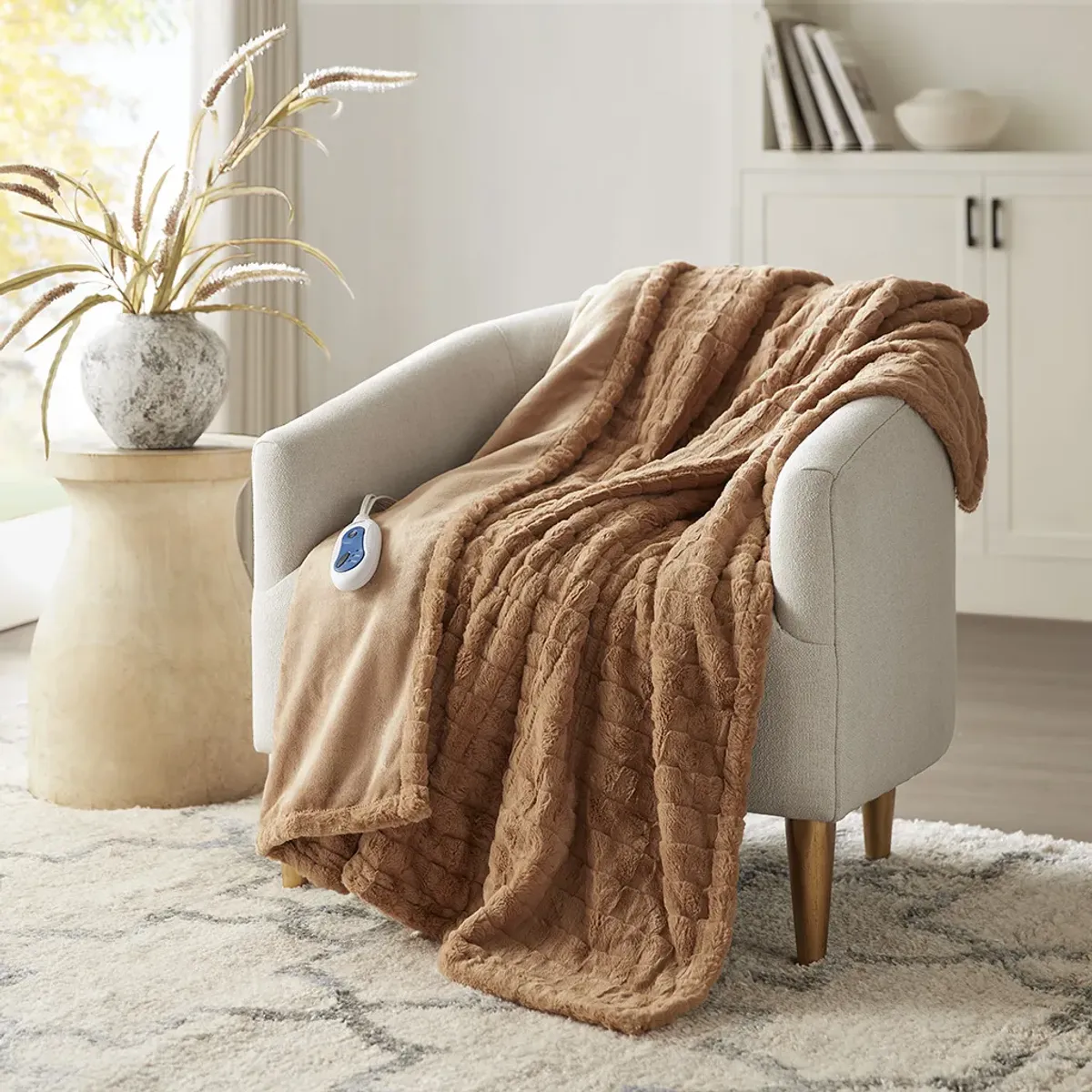 Oversized Faux Fur Heated Throw