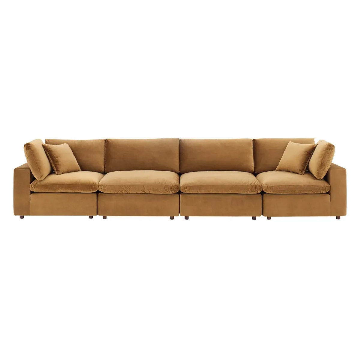 Commix Down Filled Overstuffed Performance Velvet 4-Seater Sofa