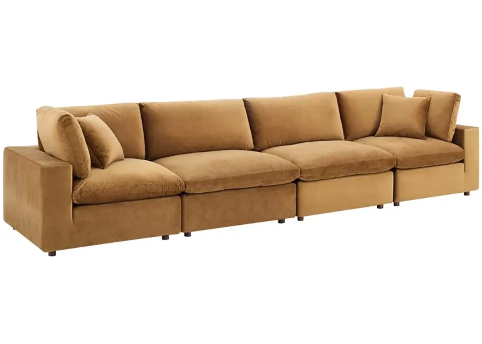 Commix Down Filled Overstuffed Performance Velvet 4-Seater Sofa