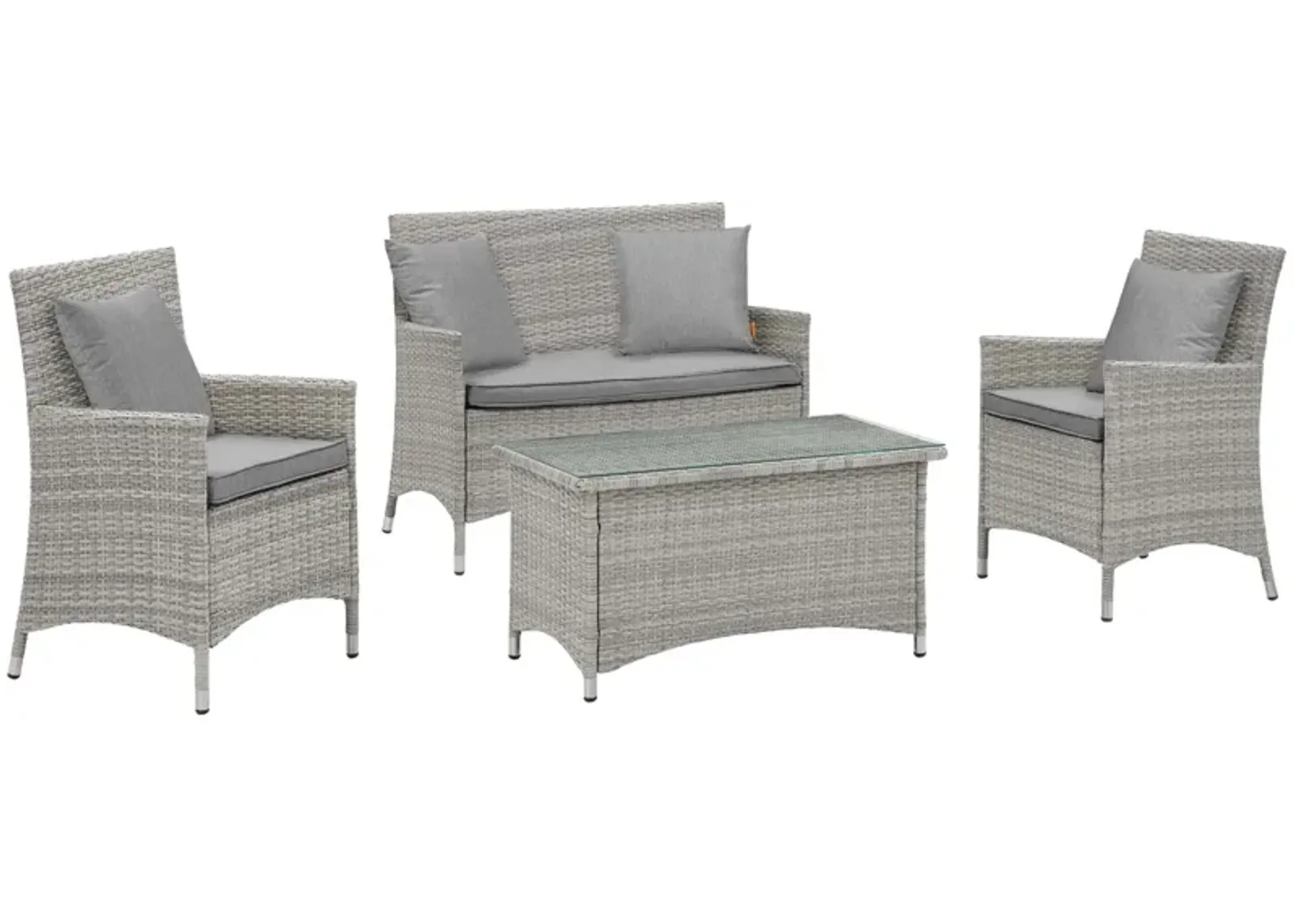 Bridge 4 Piece Outdoor Patio Patio Conversation Set with Pillow Set