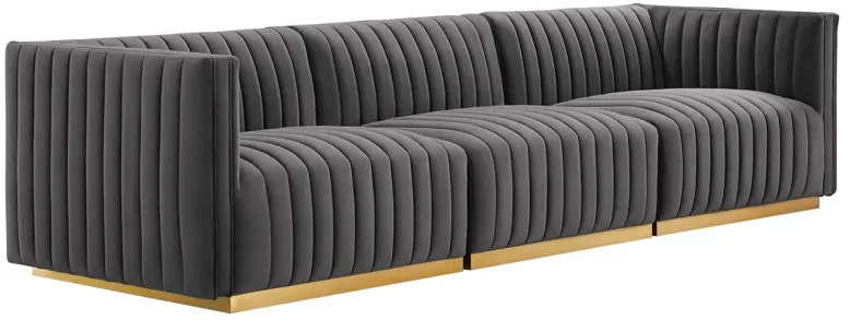 Conjure Channel Tufted Performance Velvet Sofa