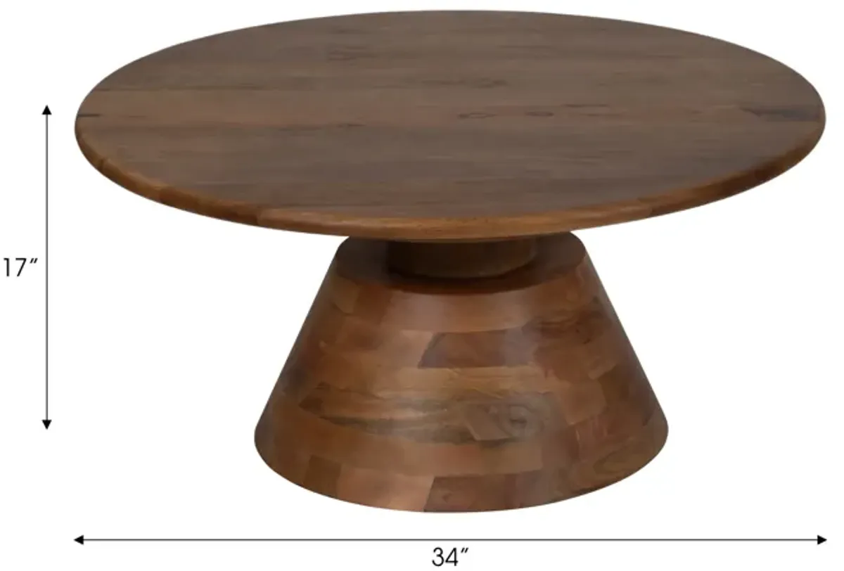 34" Tapered Wood Coffee Table, Natural