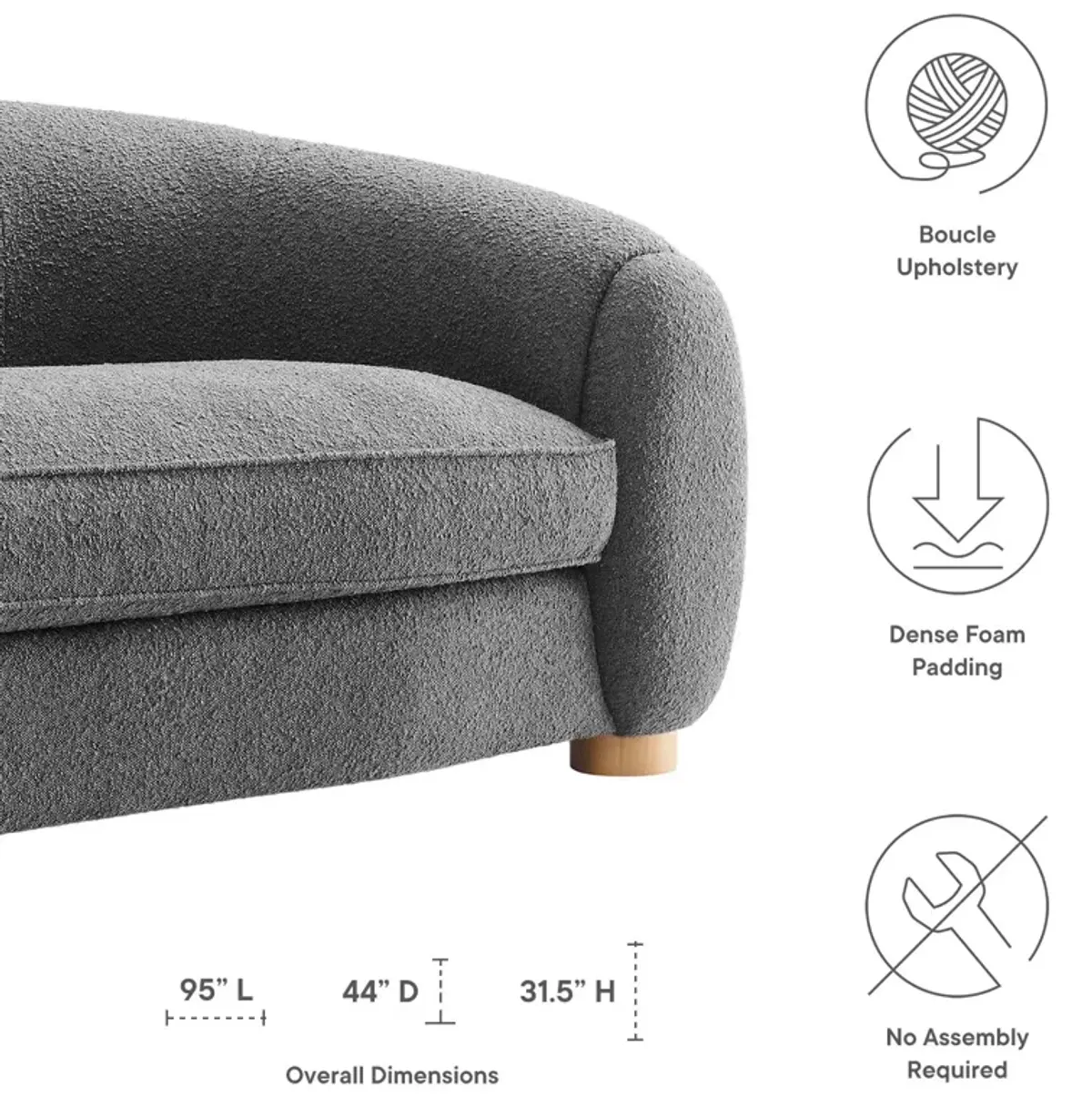 Abundant Boucle Upholstered Fabric Sofa