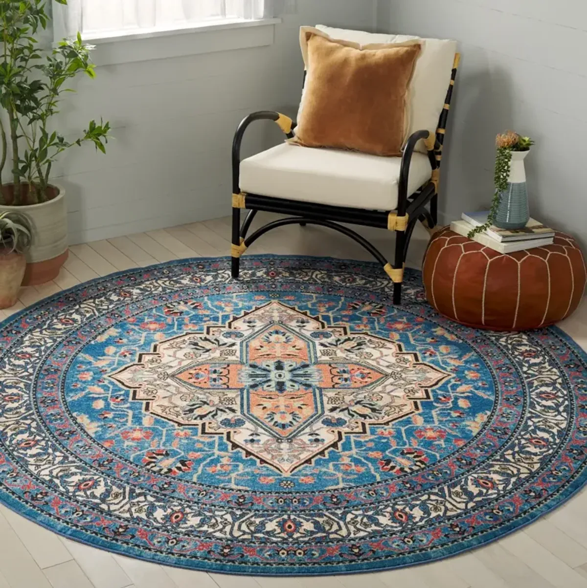 JOURNEY 105 BLUE  6'-7' x 6'-7' Round Round Rug