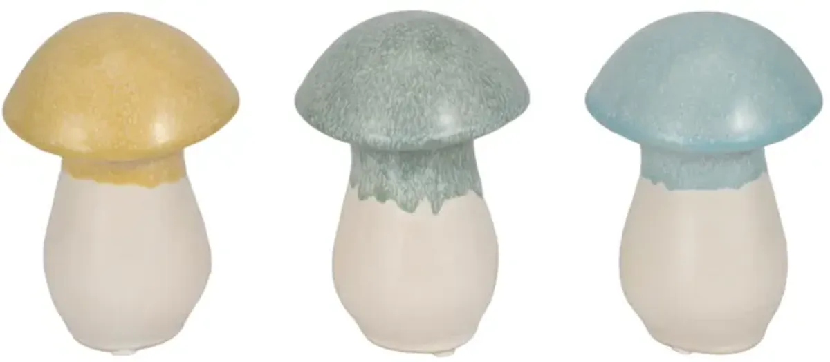 S/3,  5" Colorful Top Mushrooms, Multi