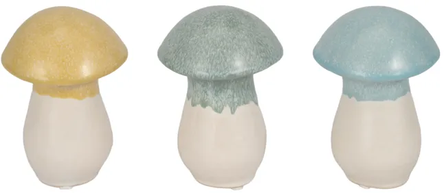 S/3,  5" Colorful Top Mushrooms, Multi