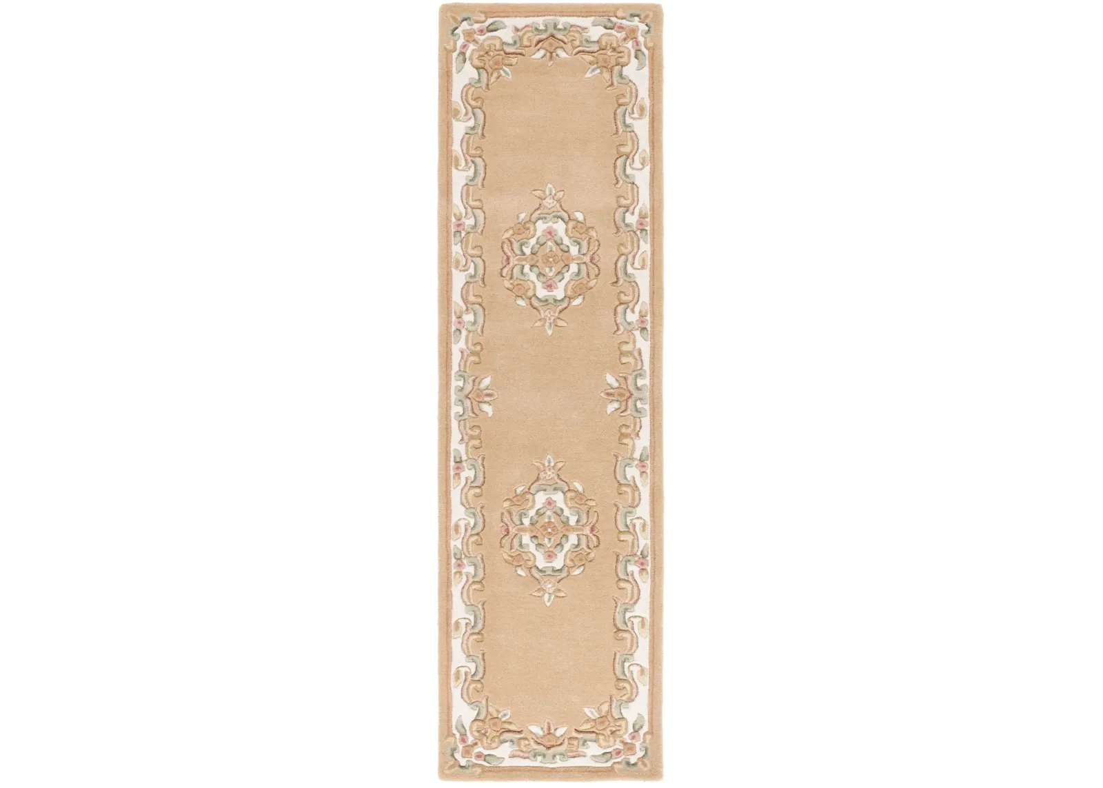 AUBUSSON 301 BEIGE  2'-3' x 8' Runner Rug