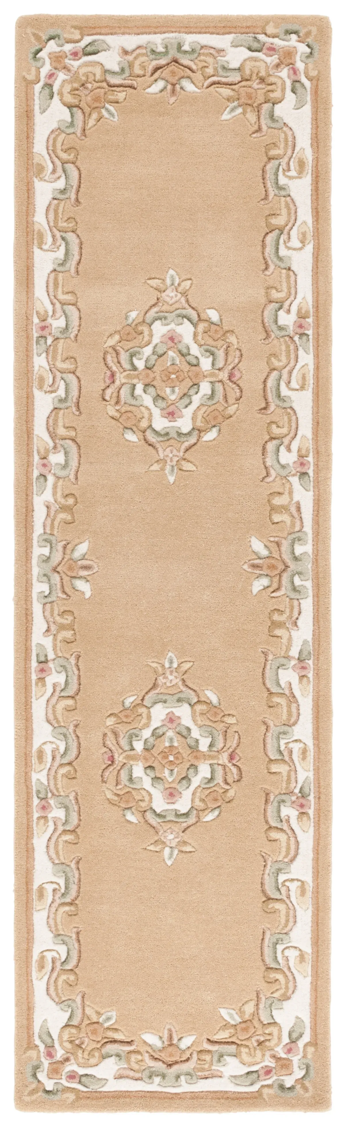 AUBUSSON 301 BEIGE  2'-3' x 8' Runner Rug