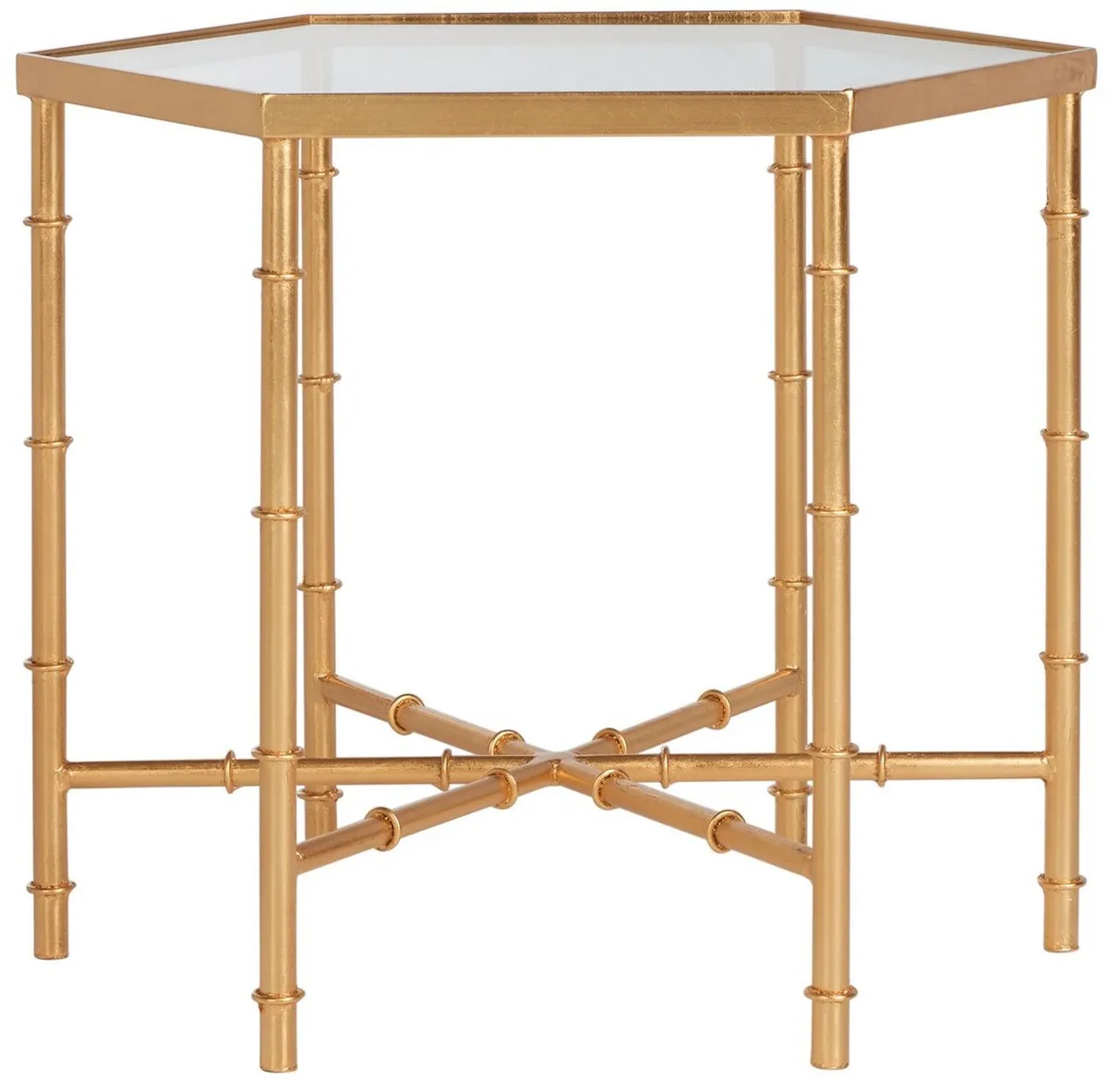 KERRI GOLD LEAF MIRROR TOP ACCENT TABLE