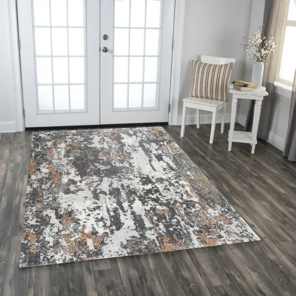 Logan Gray/Multi Abstract Recycled Polyester 5'2" x 7'9" Rectangle Rug