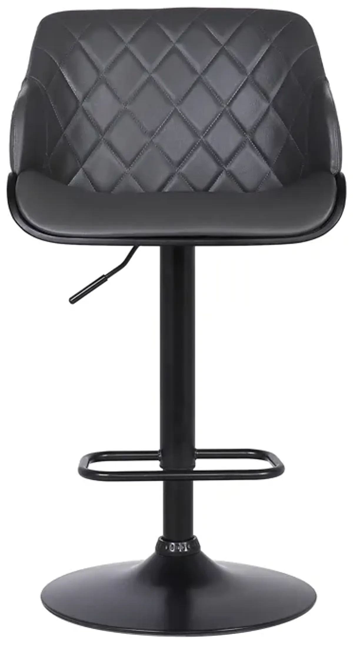 Toby Grey Faux Leather Adjustable Height Swivel Black Wood and Metal Bar Stool