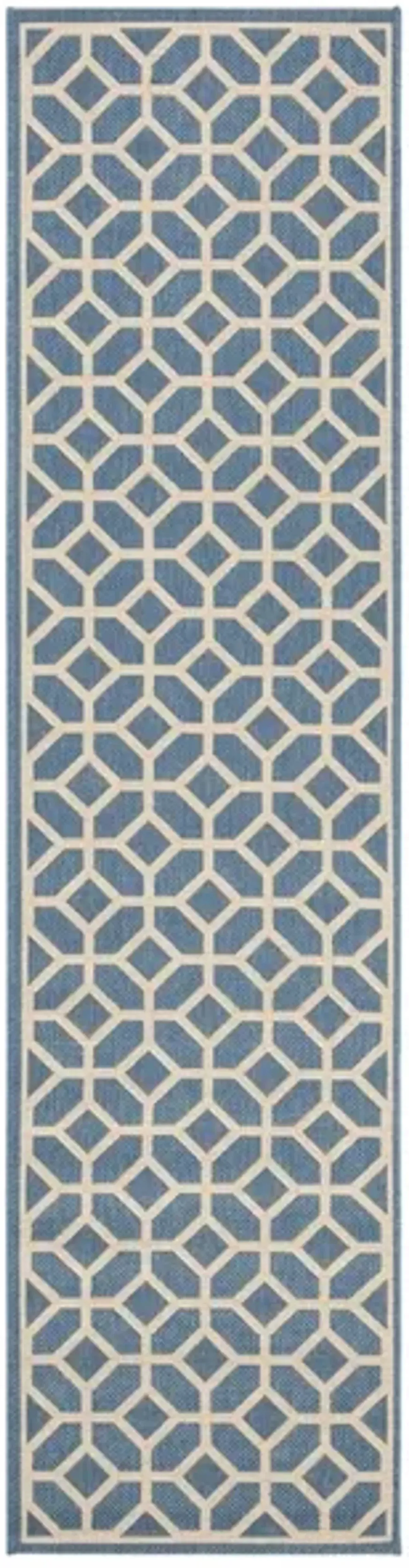 Safavieh BEACH HOUSE Collection BHS127M-28 Blue / Creme 2'-2" X 8'