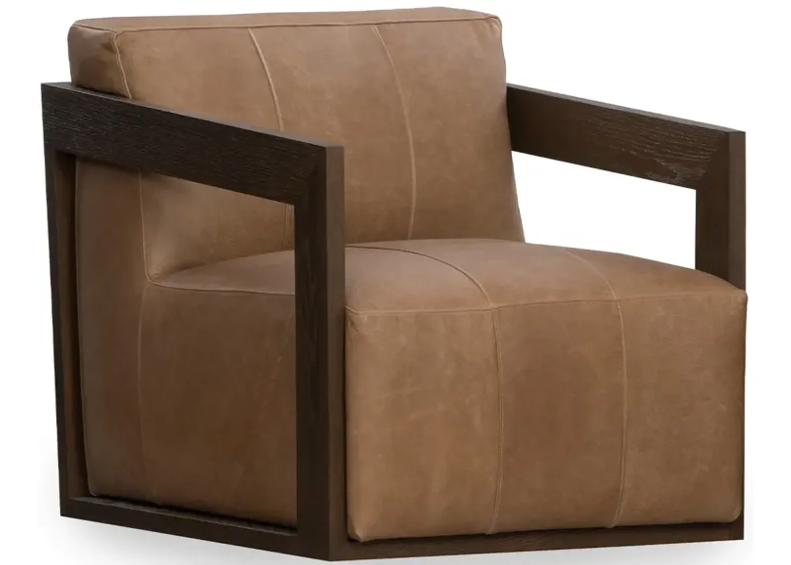 Joseph Swivel Leather Accent Chair in Medium Brown