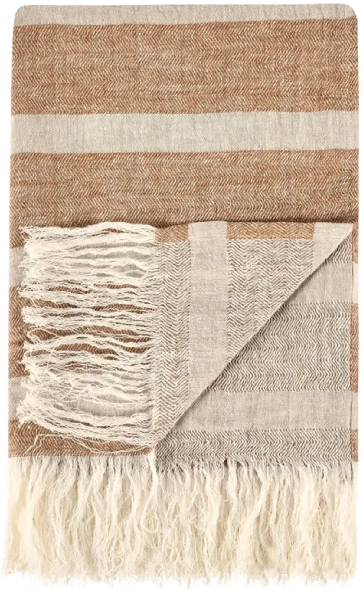 Sherry 100% Belgian Linen Brown Multicolor 50"x70" Throw Blanket Blanket