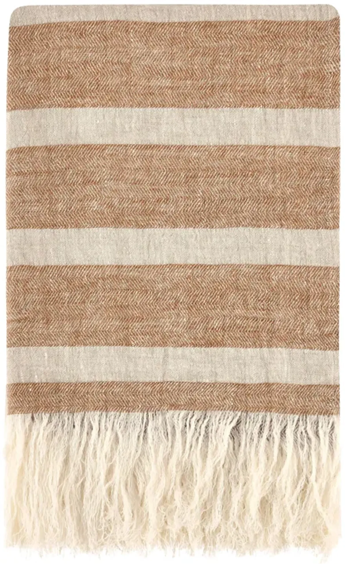 Sherry 100% Belgian Linen Brown Multicolor 50"x70" Throw Blanket Blanket