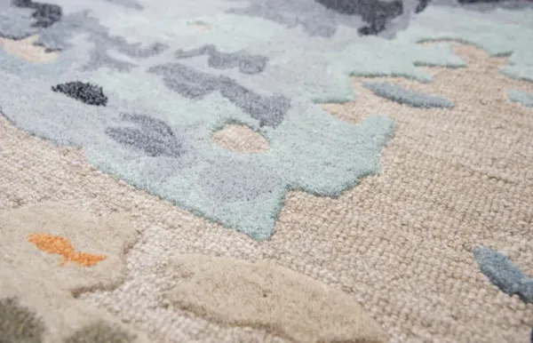 Mod Tan/Multi Abstract Wool/Tencel 2'6" x 8' Runner Rug