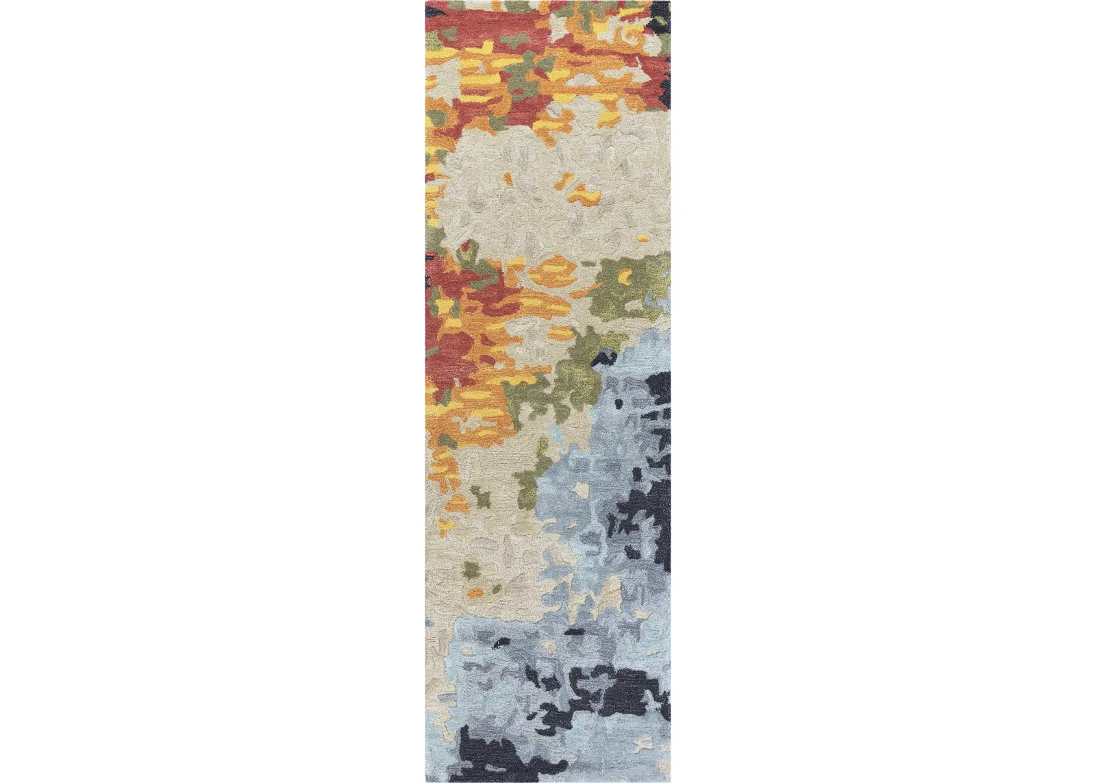 Mod Tan/Multi Abstract Wool/Tencel 2'6" x 8' Runner Rug