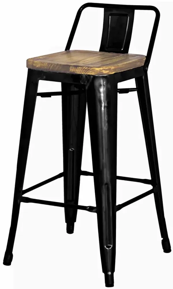 Metropolis Low Back Counter Stool Wood Seat, Black (Set of 4)