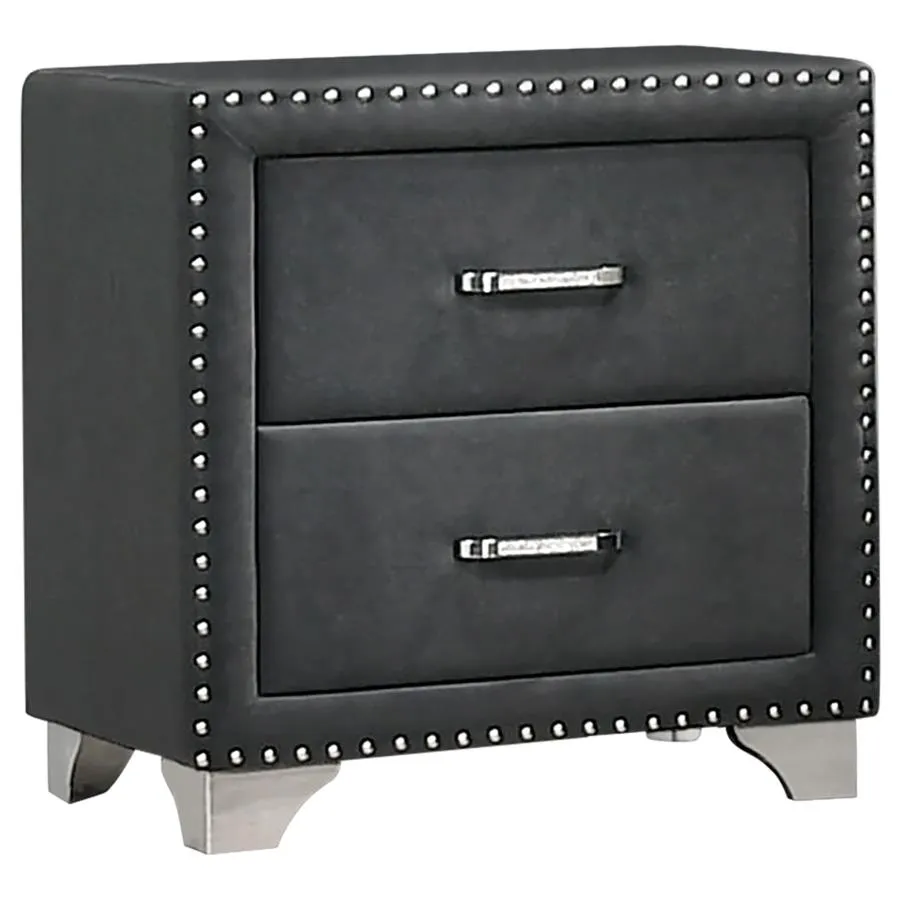 Melody 2-drawer Upholstered Nightstand Grey