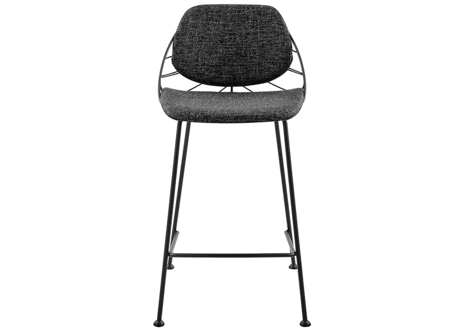 Linnea-C Counter Stool In Black Fabric with Matte Black Frame and Legs - Set Of 2