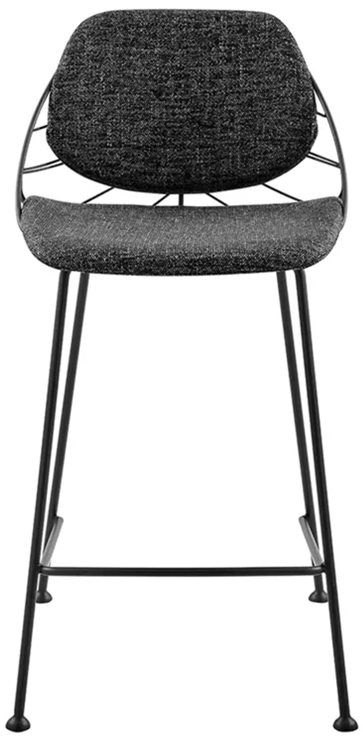 Linnea-C Counter Stool In Black Fabric with Matte Black Frame and Legs - Set Of 2