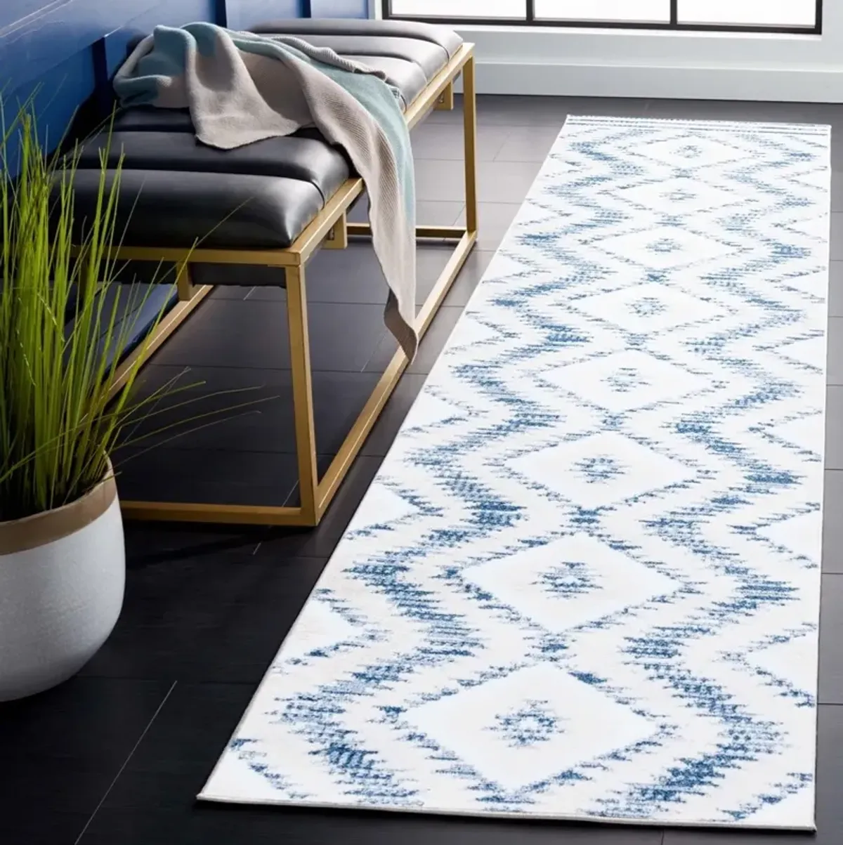 ALAMO 737 Blue 2'-2' X 8' Runner Rug