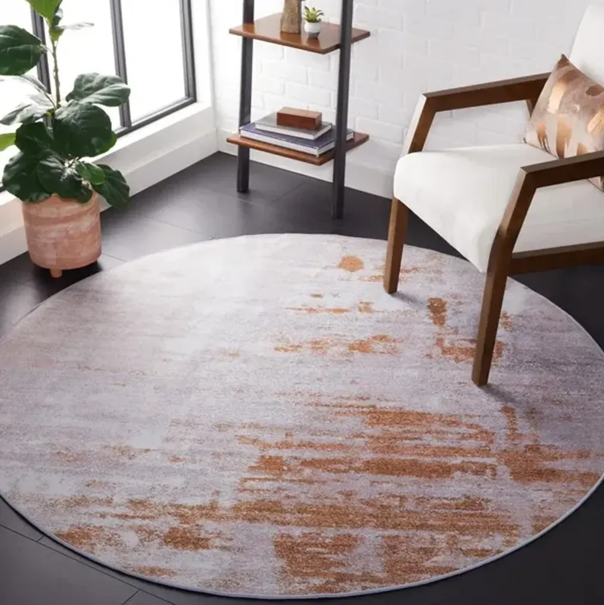 TACOMA 808 M/W S/R Grey  6' X 6' Round Round Rug